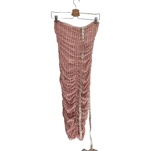 Miaou Renzo Gingham Pink Strapless Midi Dress Size XS - Picture 4 of 8